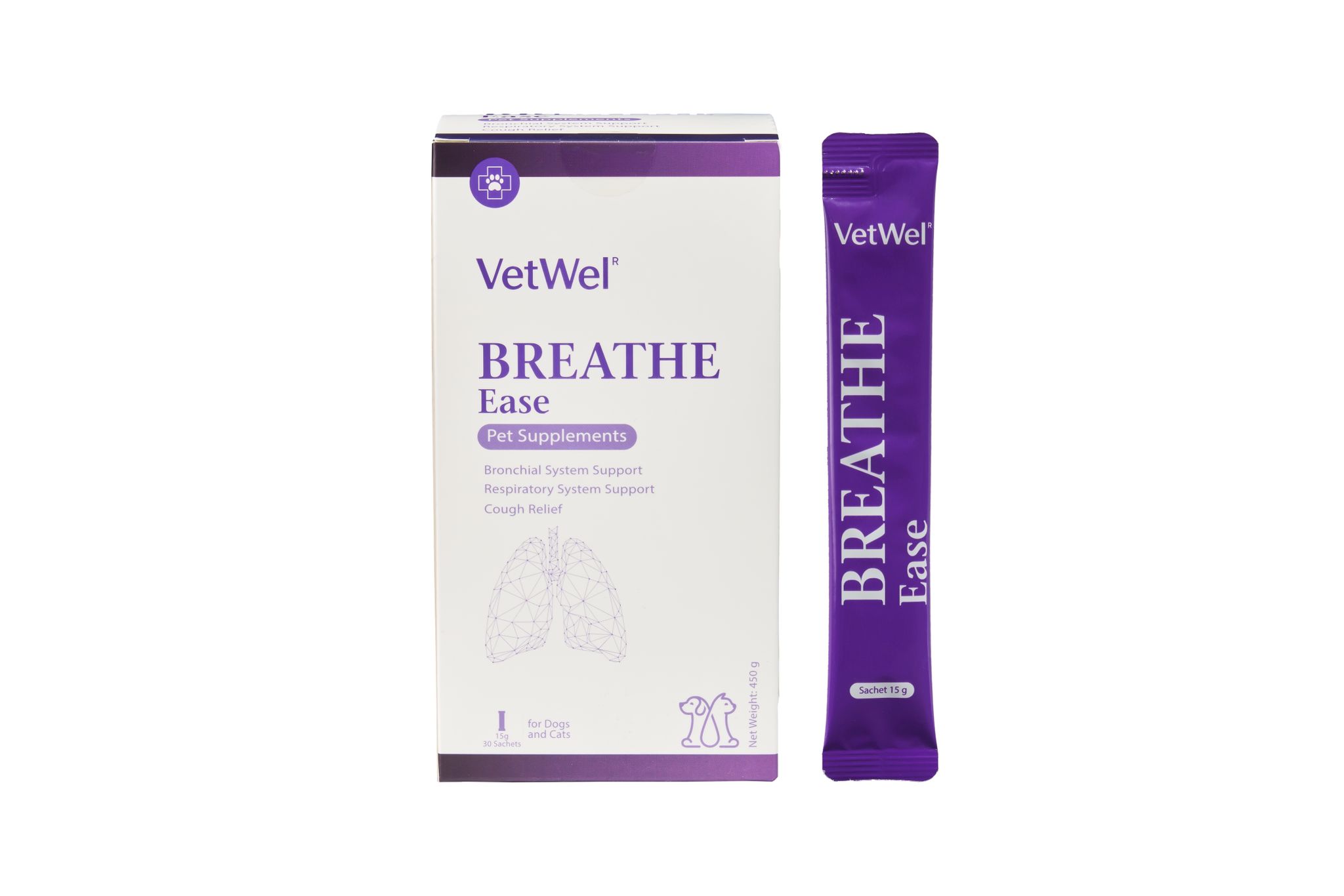 VetWel Breathe Ease box and sachet